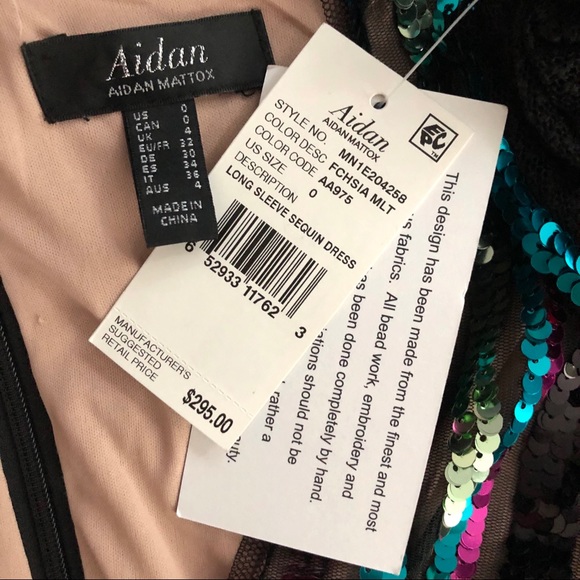 Aidan Mattox Sequin Striped Dress NWT - Picture 5 of 7